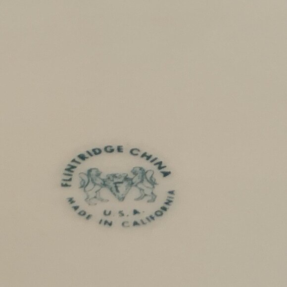 Flintridge China Huntington Oval Serving Platter 14" Gold Band California MCM - Picture 7 of 8